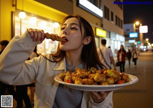 A woman in a school uniform posing for a picture.