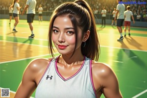 A woman in a basketball uniform is playing basketball.