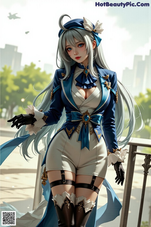 Hentai - Luminous Charm of the Aquatic Enchantress Set.2 20250126 Part 8 No.071afb A woman in a blue and white outfit is posing for a picture.